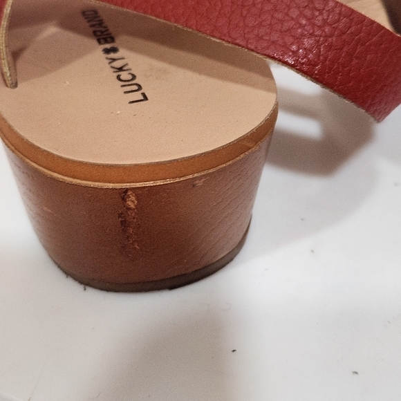 Lucky Brand Leather Cognac Strappy Sandals 7M - Picture 4 of 10